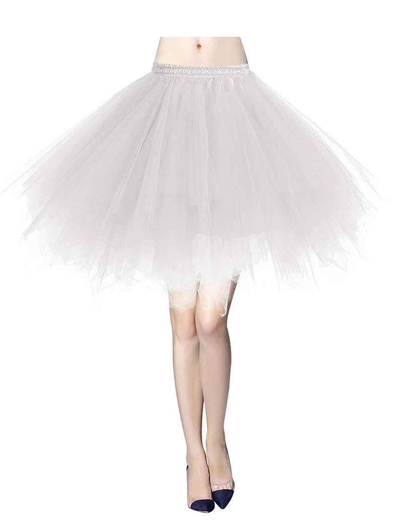 ChicWind Womens White Puffy Tutu Layered Tulle Petticoat Skirt - Image 2